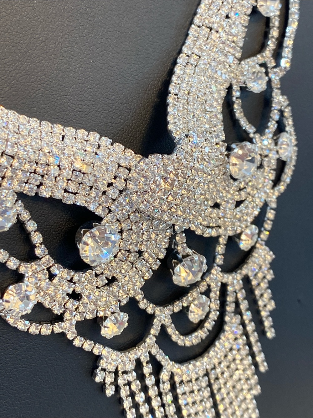 Crystal Statement Bib Necklace - Silver Tone - Picture 8 of 8